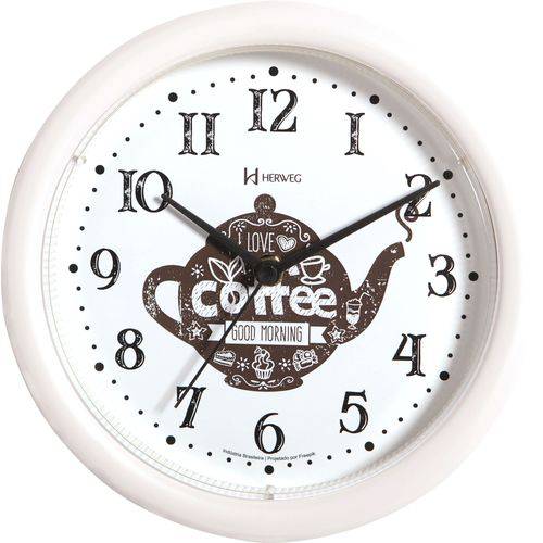 Relógio Parede 22cm Silencioso Branco Cozinha Herweg 660061S