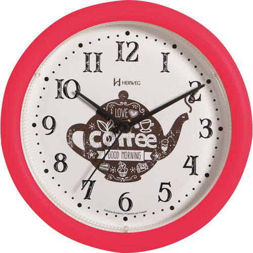 Relógio Parede 22cm Silencioso Vermelho Café Herweg 660061S