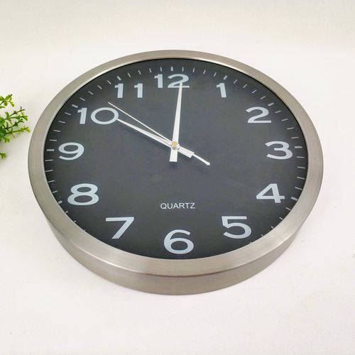 Relógio Parede Decorativo Alumínio Prata Escovado 35cm
