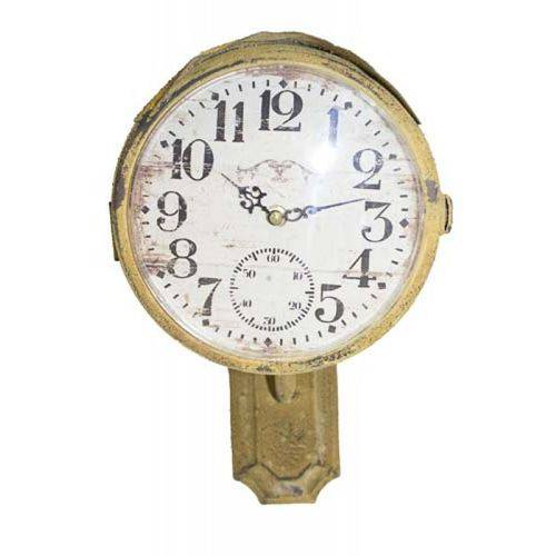 Relógio Parede Ferro Amarelo Tipo Sinal Goodsbr 38x32x21cm