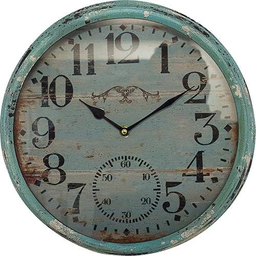 Relógio Parede Ferro Azul Envelhecido Oldway