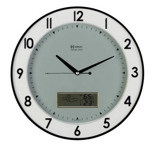 Relógio Parede Herweg 6805 034 Preto Branco Cinza 34cm