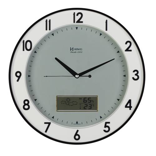 Relógio Parede Preto Cinza 34cm Termômetro Herweg 6805