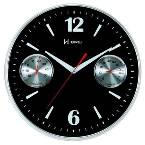 Relógio Parede Termômetro Higrômetro 35 Cm Preto Herweg-6441