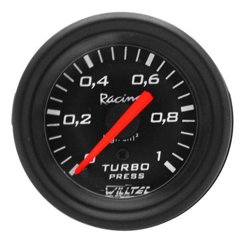 Relógio Pressão Turbo Manômetro Willtec Preto 1kg 52mm