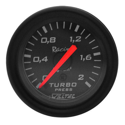 Relógio Pressão Turbo Manômetro Willtec Preto 2kg 52mm