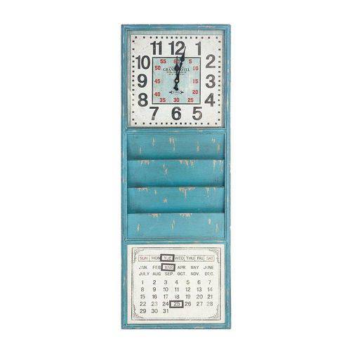 Relógio Revisteiro Calendário Azul Oldway - 100x35 Cm