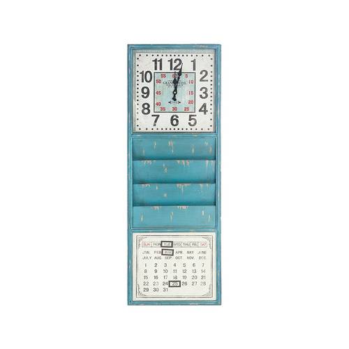 Relógio Revisteiro Calendário Azul Oldway 100X35X5Cm
