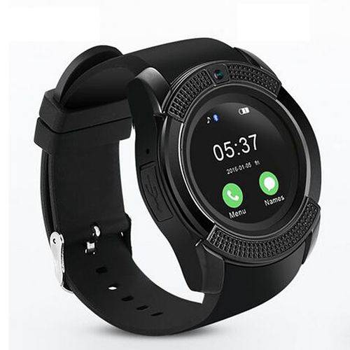 Relógio Smart Watch V8 Bluetooth Câmera Chip Cartão Sd Preto