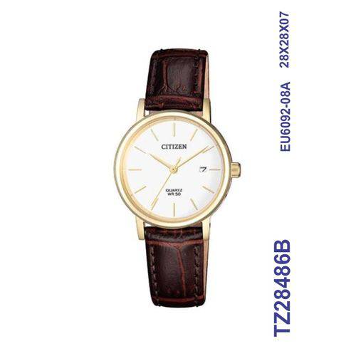 Relógio Social Citizen TZ28486B Couro Marrom 28mm