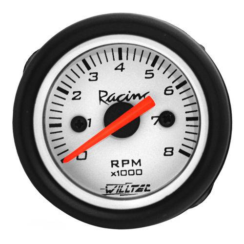 Relógio Tacômetro Conta Giros 8000 Rpm 52mm Willtec Branco