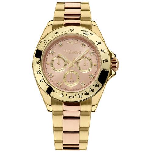 Relógio Technos Dourado e Rose Feminino Elegance Ladies Multi-função 6p29aiu/5t