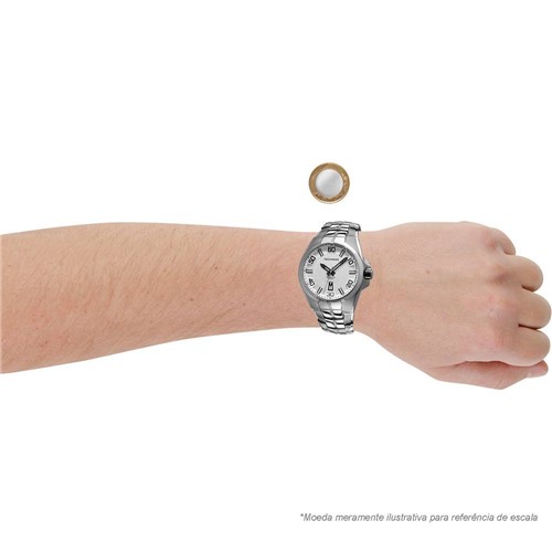 Relógio Technos Masculino Social Prata com Branco 2315KF/1K