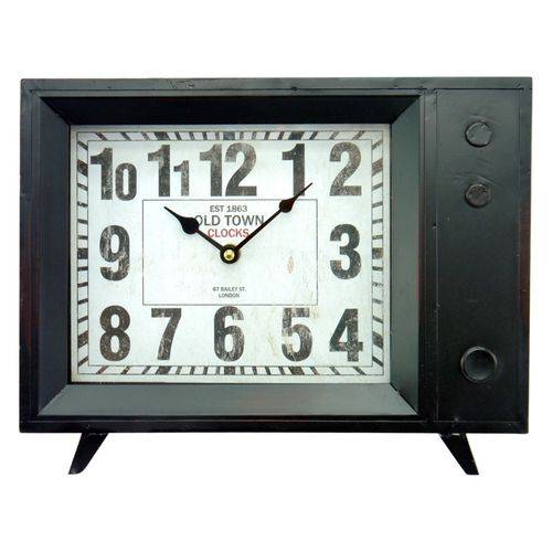 Relógio Vintage TV Preto 25x33cm