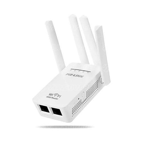 Repetidor Wireless 4 Antenas Externas 300mbps Wi-fi Ap de Parede Branco Pix-link Lv-wr09