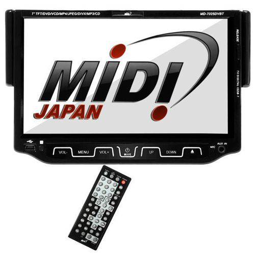 Reprodutor de DVD Automotivo Midi Md-7025dvbt de 7.0" com Bluetooth/auxiliar - P