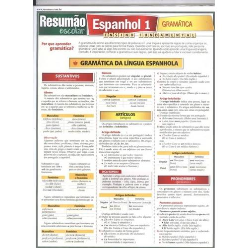Resumao - Espanhol 1 Gramatica