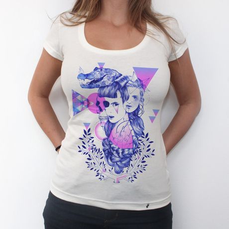 Retrato Minimalista Geométrico - Camiseta Clássica Feminina