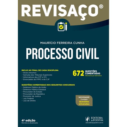 Revisaco Processo Civil - 791 - Questoes Comentadas - Juspodivm - 4 Ed