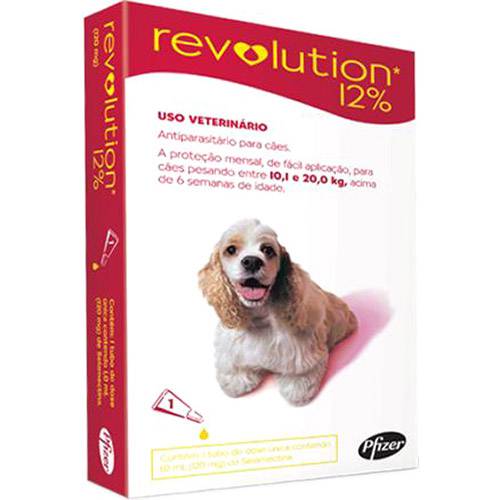 Revolution 12% Cães de 10,1 a 20kg Pfizer - 1 Bisnaga