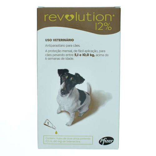 Revolution Pfizer 12% 0.50ml para Cães 5,1Kg a 10kg - 1 Bisnaga