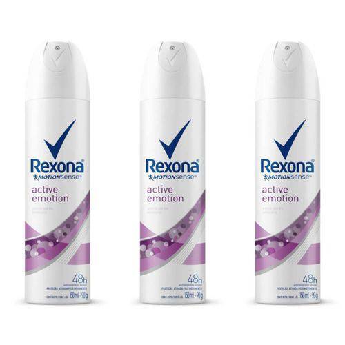 Rexona Active Emotion Desodorante Aerosol Feminino 90g (kit C/03)