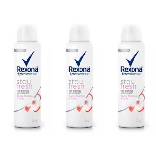 Rexona Flor & Lichia Desodorante Aerosol Feminino 90g (kit C/03)