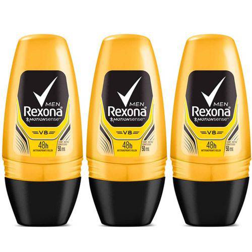 Rexona Men V8 Desodorante Rollon Masculino 50ml (kit C/03)