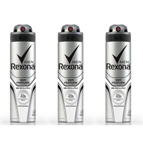 Rexona S/ Perfume Desodorante Aerosol Masculino 90g (kit C/03)