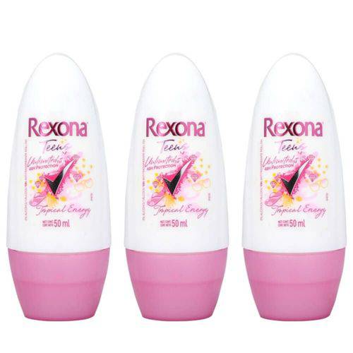 Rexona Teens Desodorante Rollon Feminino 50ml (kit C/03)