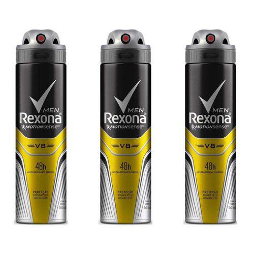 Rexona V8 Desodorante Aerosol Masculino 90g (kit C/03)