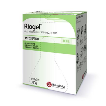 Riogel Rioquímica Álcool 70% Gel Antisséptico de Mãos Refil 740g