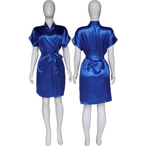 Robe Cetim Feminino Normal Noiva Madrinha Casamento Azul Royal Ref 401