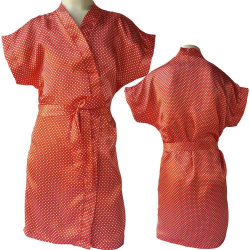 Robe Cetim Infantil Feminino Roupão Estampado Vermelho Bolinha Branca Modelo 404