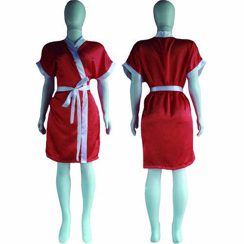 Robe de Cetim Feminino Estampado Vermelho Bolinha B