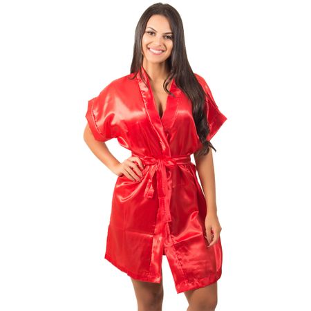 Robe Feminino de Cetim Liso (Vermelho) M