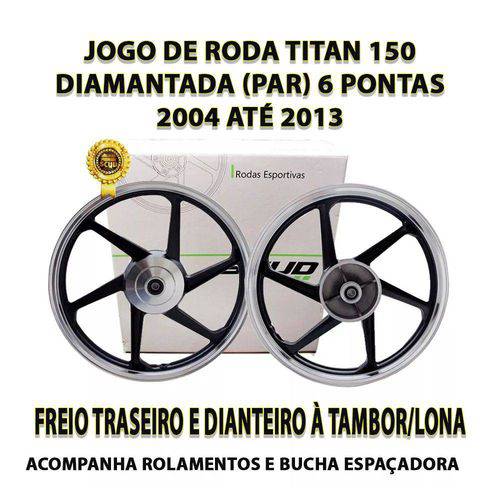 Roda Titan 150 Fan 150 Preta Borda Diamantada Freio Tambor Ano 2004 a 2013 Scud