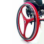 Roda X-core Traseira 24x1 Completa Vermelha Fibra de Carbono para Cadeira de Rodas - Par