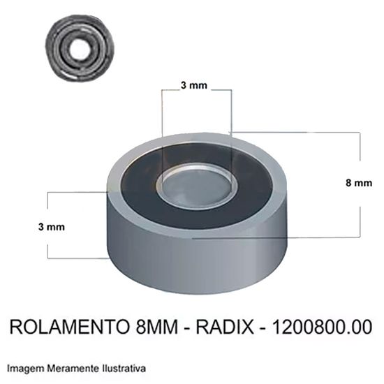 Rolamento para Fresa 8mm 1200800 00 - Radix