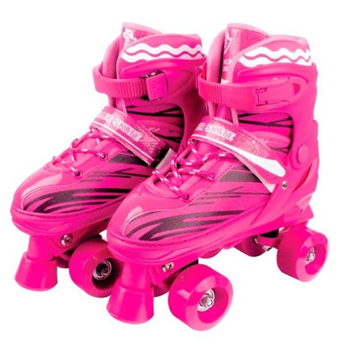Roller Skate Patins Ajustável Rosa 31 a 34 Fênix