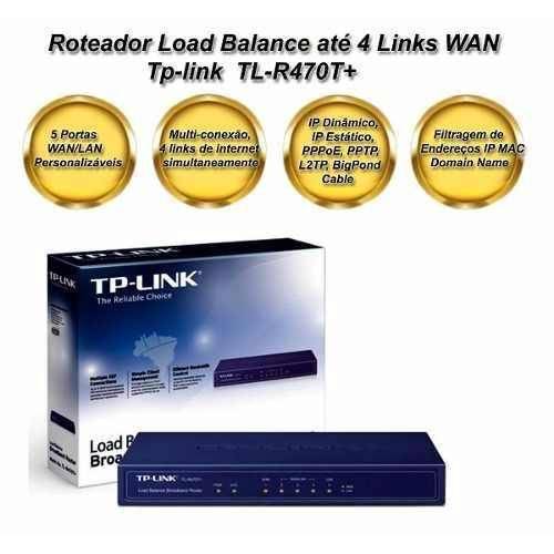 Roteador Tp-link Tl-r470t+ 2p Wan + 3 Lan Load Balance