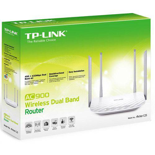 Roteador Wireless - TP-Link Dual-Band AC900 - Branco - Archer C25