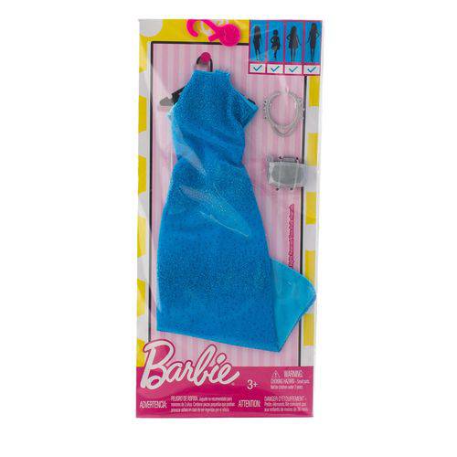 Roupa Barbie Fab Look Fashion Vestido Azul Fct22 - Mattel