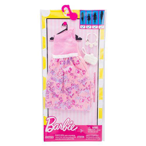 Roupa Barbie FAB Look Fashion Vestido Rosa Brilhos FCT22 - Mattel