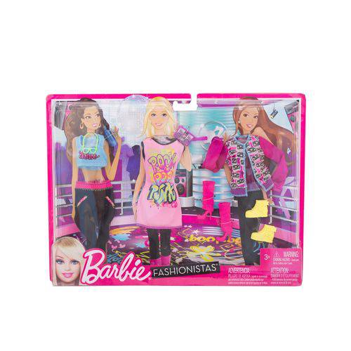Roupa Barbie Fashionistas 3 Conjuntos - Mattel