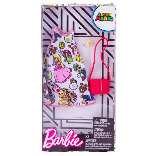 Roupa Barbie Licenciada Super Mario FYW81 Vestido Estampado - Mattel