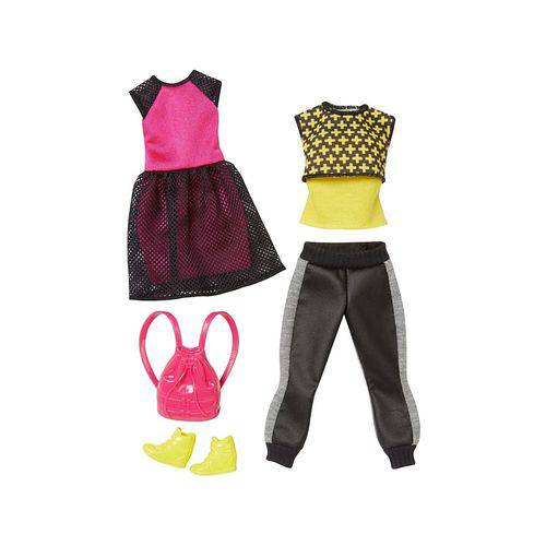 Roupa Barbie Vestido Rosa e Conjunto Amarelo - Mattel