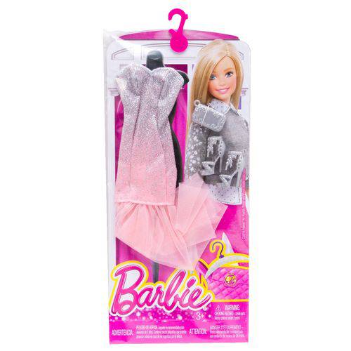 Roupa Barbie Vestido Rosa Prata - Mattel