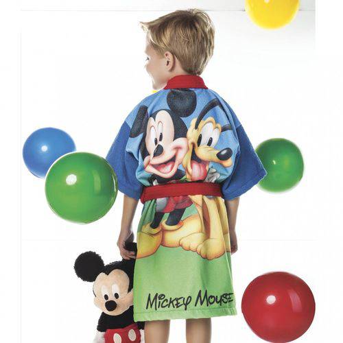 Roupão Infantil Aveludado Mickey e Minnie Algodão Lepper Azul