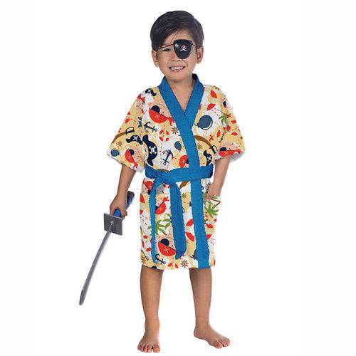 Roupão Infantil Felpudo Kimono Pirata